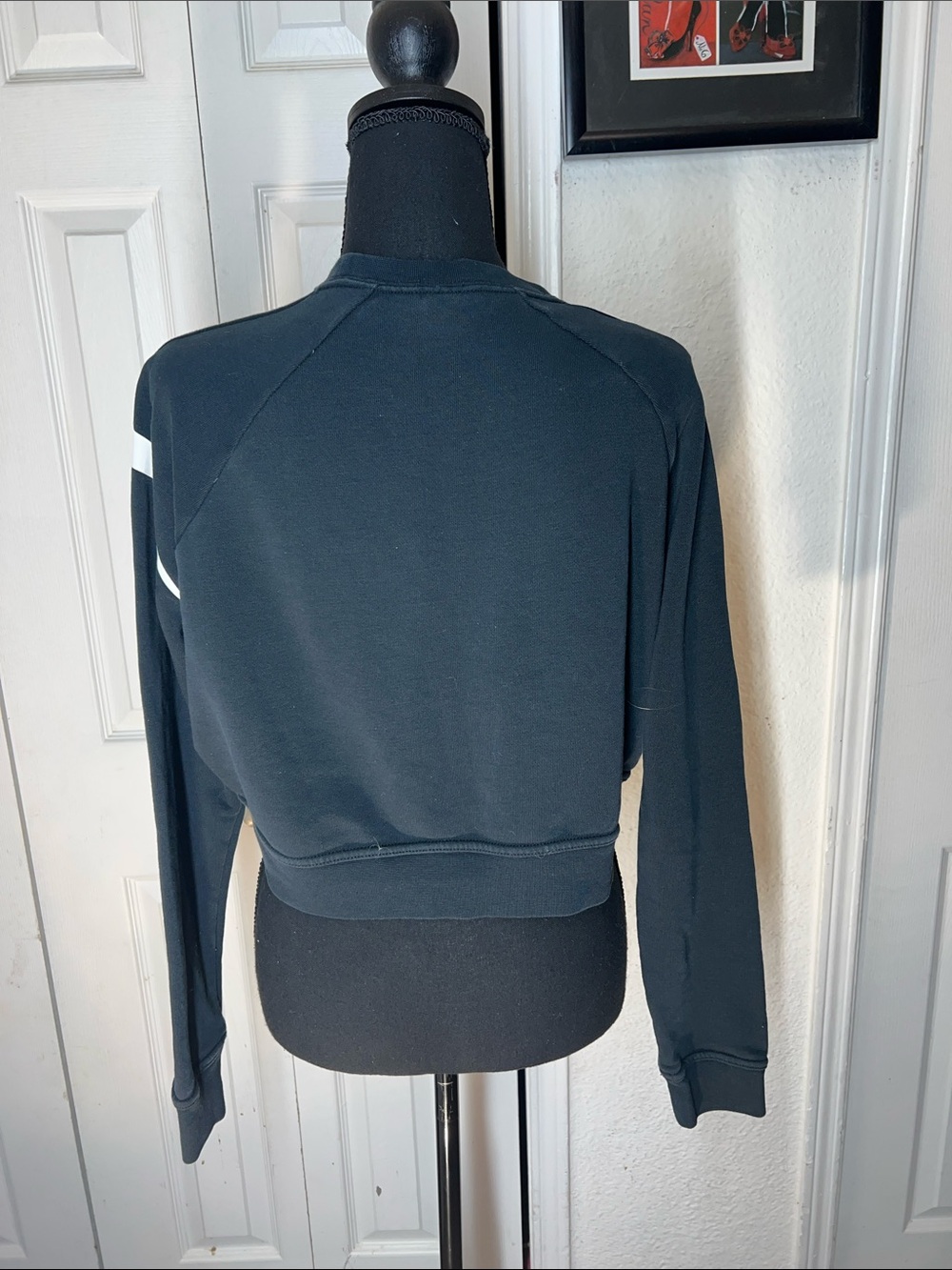 Nike Women’s Black Cropped Sweatshirt with White Swoosh - Picture 3 of 5
